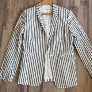 Avec Les Filles Striped Blazer in Navy and White